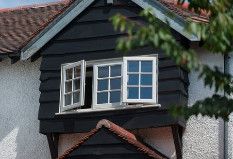 Casement windows on a dormer extension